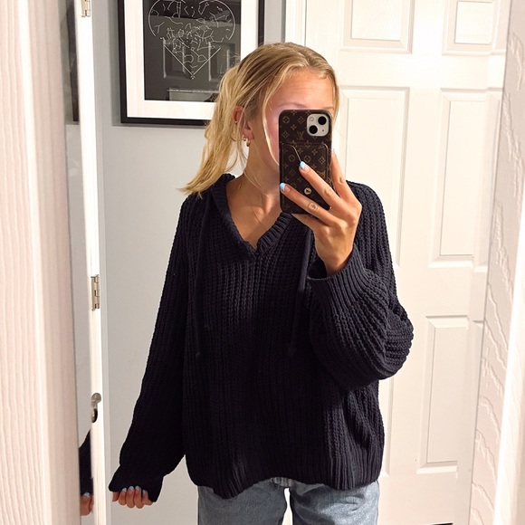 aerie Tops - Aerie Blue Sweater Knit Pullover
